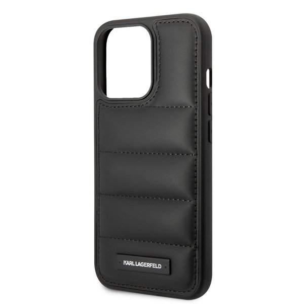 Karl Lagerfeld iPhone 15 Pro Skal Quilted Nylon Puffy Case Logo Plate Svart