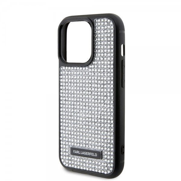 Karl Lagerfeld iPhone 15 Pro Skal Rhinestone Silver