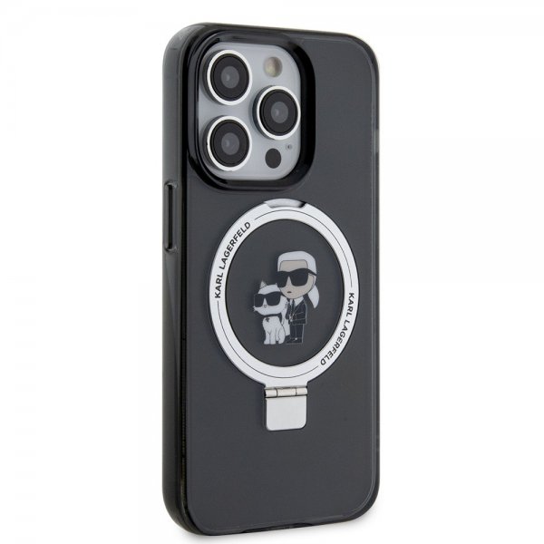 Karl Lagerfeld iPhone 15 Pro Skal Ring Stand MagSafe Svart