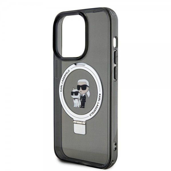 Karl Lagerfeld iPhone 15 Pro Skal Ring Stand MagSafe Svart