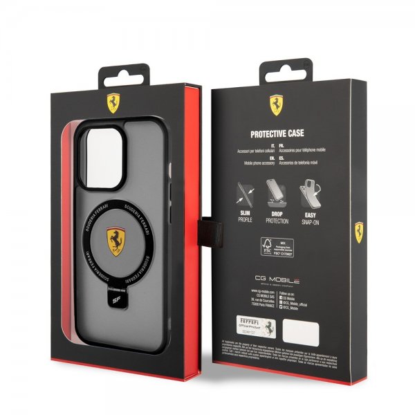 Ferrari iPhone 15 Pro Skal Ring Stand MagSafe Svart