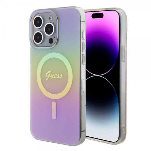 Guess iPhone 15 Pro Skal Script MagSafe Rosa