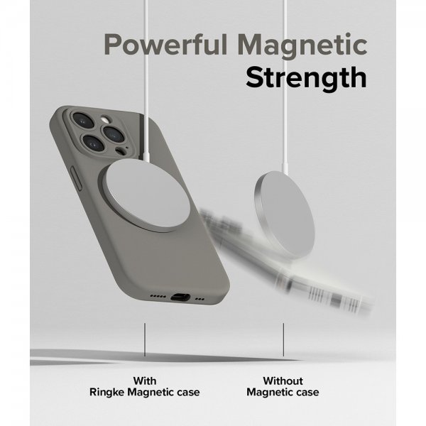 Ringke iPhone 15 Pro Skal Silicone Magnetic Grå