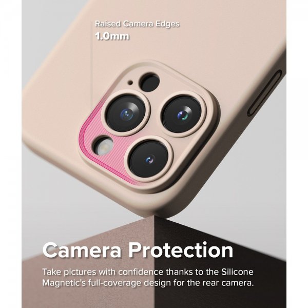 Ringke iPhone 15 Pro Skal Silicone Magnetic Pink Sand