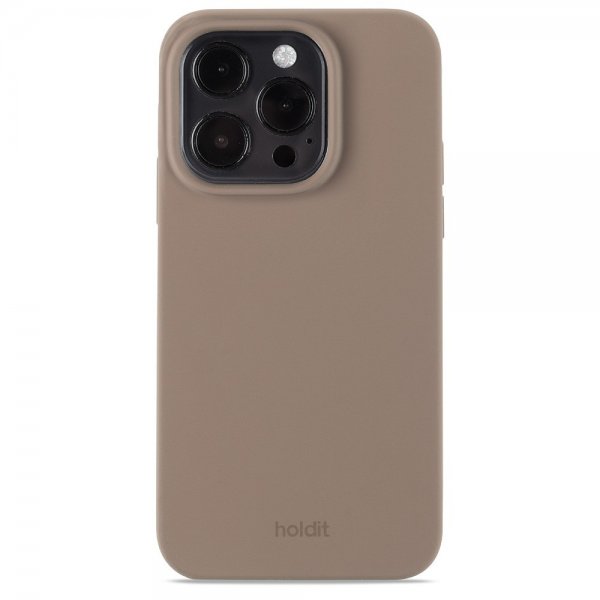 holdit iPhone 15 Pro Skal Silikon Mocha Brown