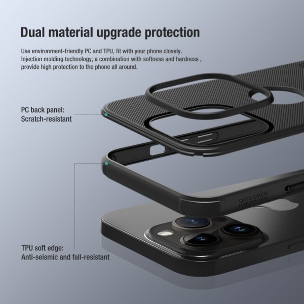 Nillkin iPhone 15 Pro Skal Super Frosted Shield Pro Logo Hole Blå