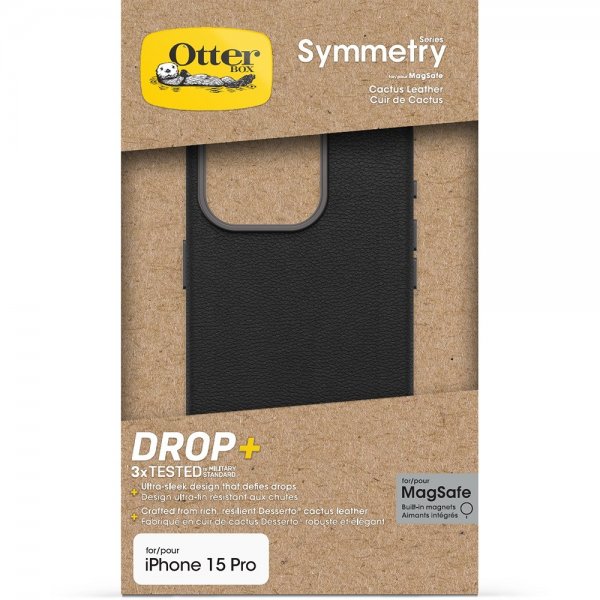 Otterbox iPhone 15 Pro Skal Symmetry Cactus Leather MagSafe Noir Ash