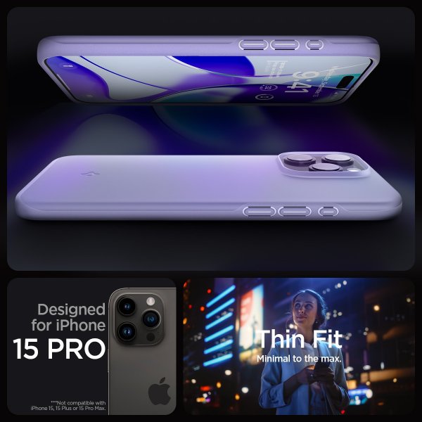 Spigen iPhone 15 Pro Skal Thin Fit Iris Purple