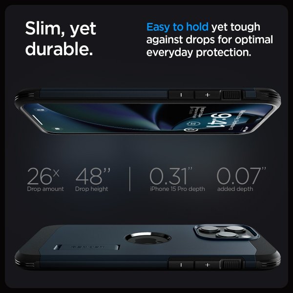 Spigen iPhone 15 Pro Skal Tough Armor MagFit Metal Slate
