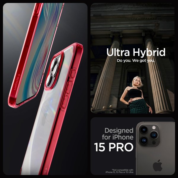 Spigen iPhone 15 Pro Skal Ultra Hybrid Deep Red