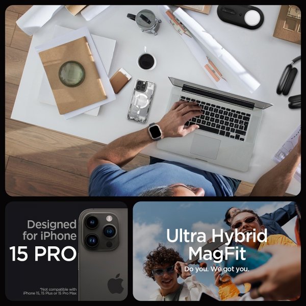 Spigen iPhone 15 Pro Skal Ultra Hybrid Zero One MagFit Vit