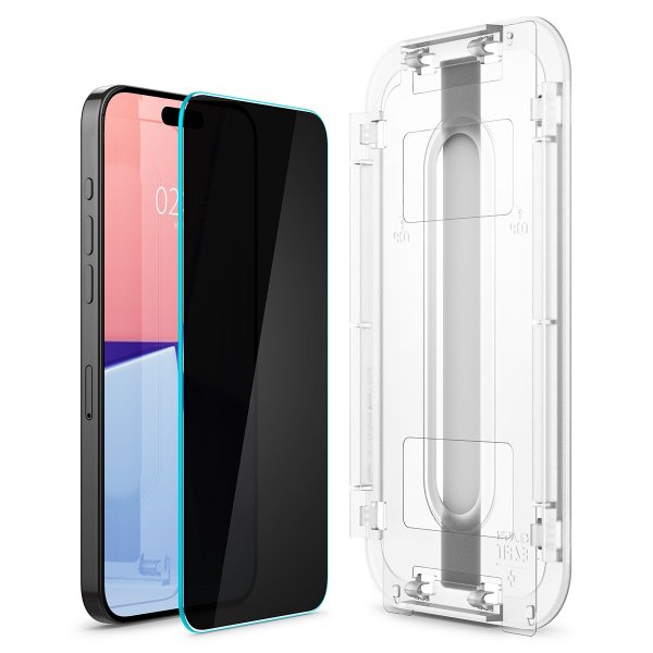 Spigen iPhone 15 Pro Skärmskydd GLAS.tR EZ Fit Privacy 2-pack