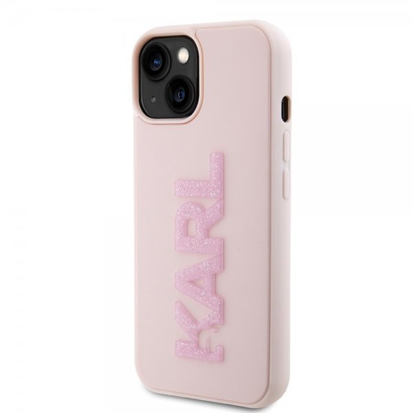 Karl Lagerfeld iPhone 15 Skal 3D Rubber Karl Rosa