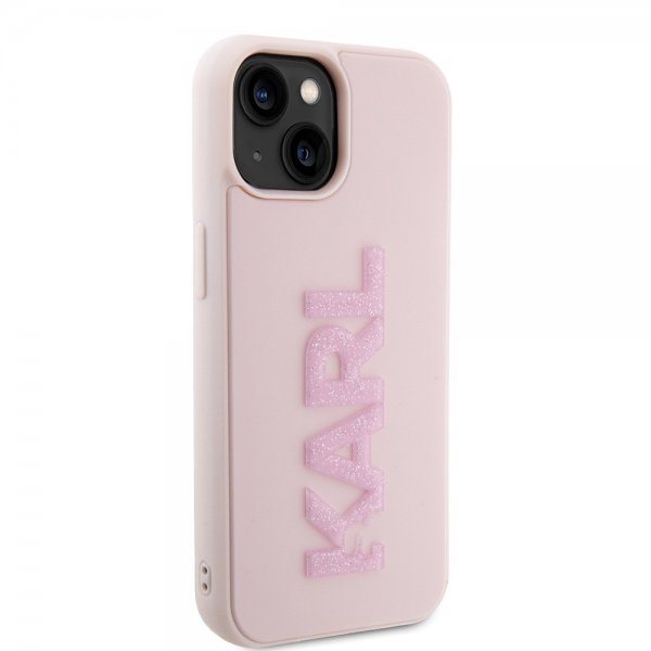 Karl Lagerfeld iPhone 15 Skal 3D Rubber Karl Rosa