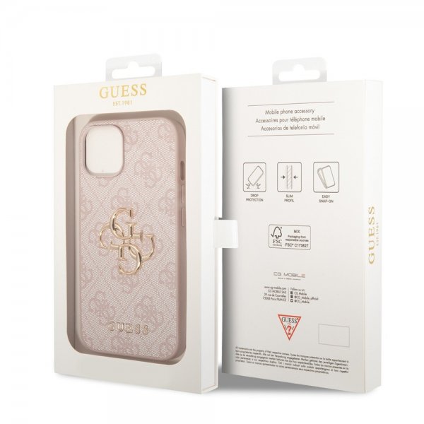 Guess iPhone 15 Skal 4G Logo Rosa