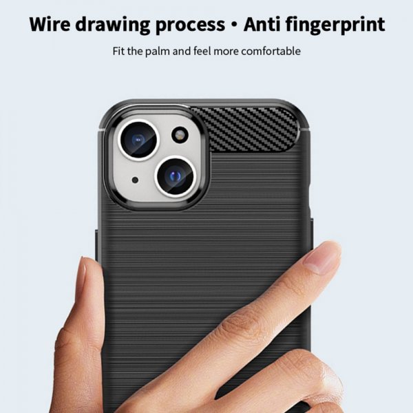 Mofi iPhone 15 Skal Borstad Kolfibertextur Svart