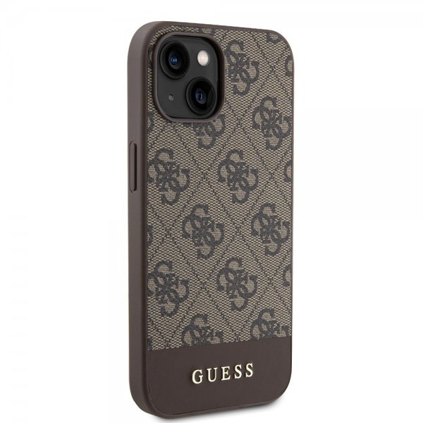 Guess iPhone 15 Skal Bottom Stripe MagSafe Brun
