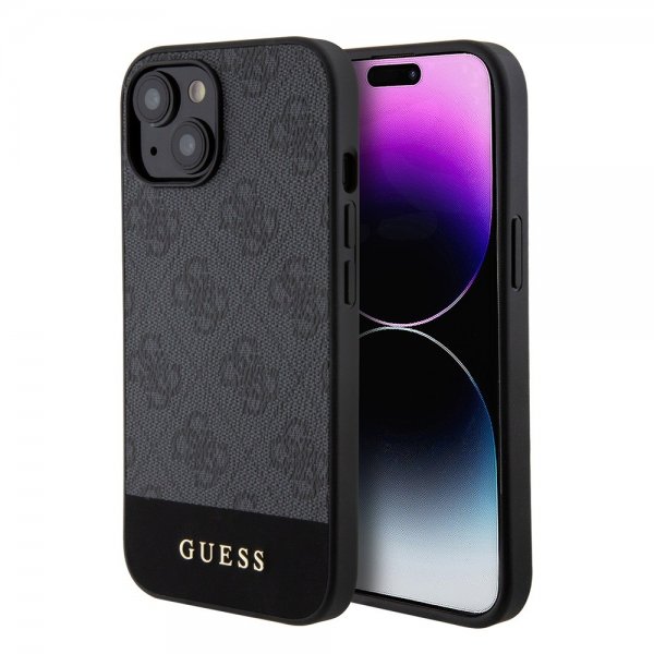 Guess iPhone 15 Skal Bottom Stripe MagSafe Svart