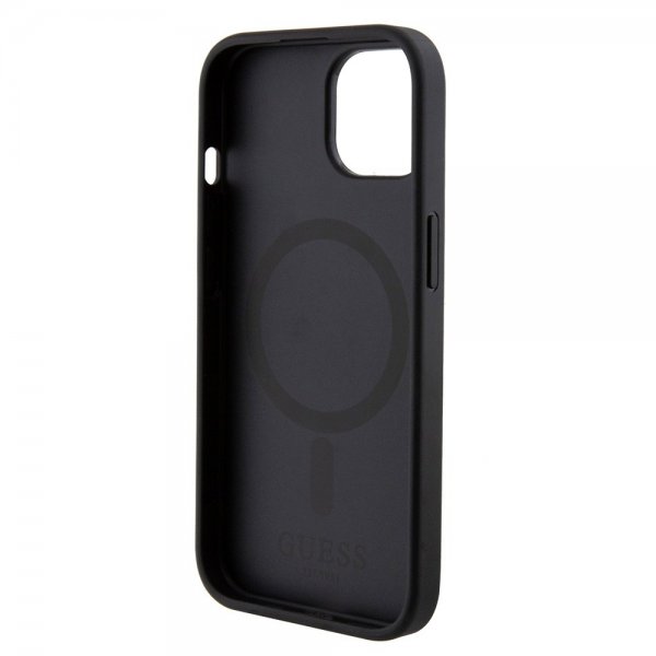 Guess iPhone 15 Skal Bottom Stripe MagSafe Svart