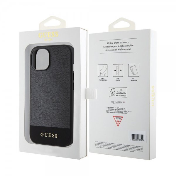 Guess iPhone 15 Skal Bottom Stripe MagSafe Svart