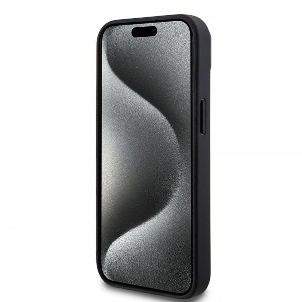 Mercedes Benz iPhone 15 Skal Carbon Effect Leather Stripe AMG Svart