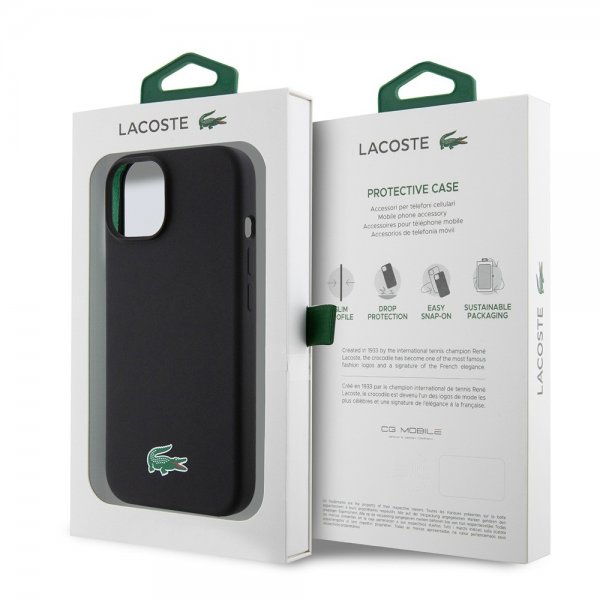 Lacoste iPhone 15 Skal Croc Logo MagSafe Svart