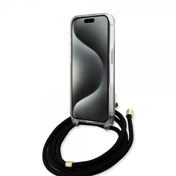 Guess iPhone 15 Skal Crossbody Cord Svart