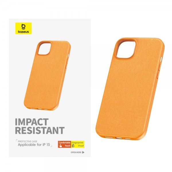 Baseus iPhone 15 Skal Fauxther Series Orange