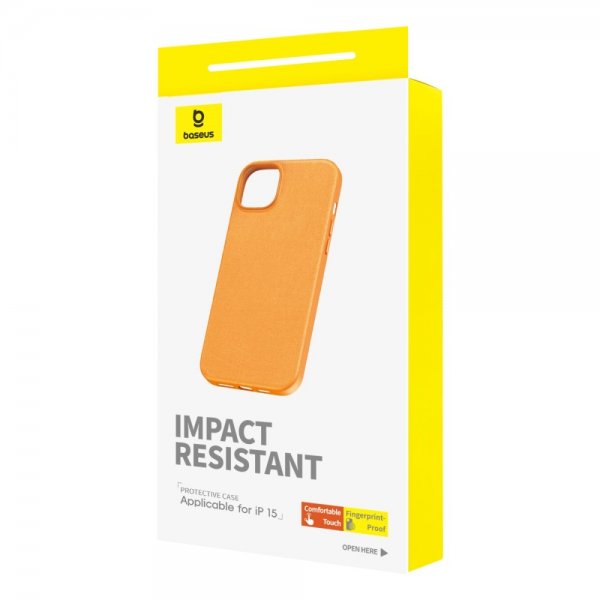Baseus iPhone 15 Skal Fauxther Series Orange