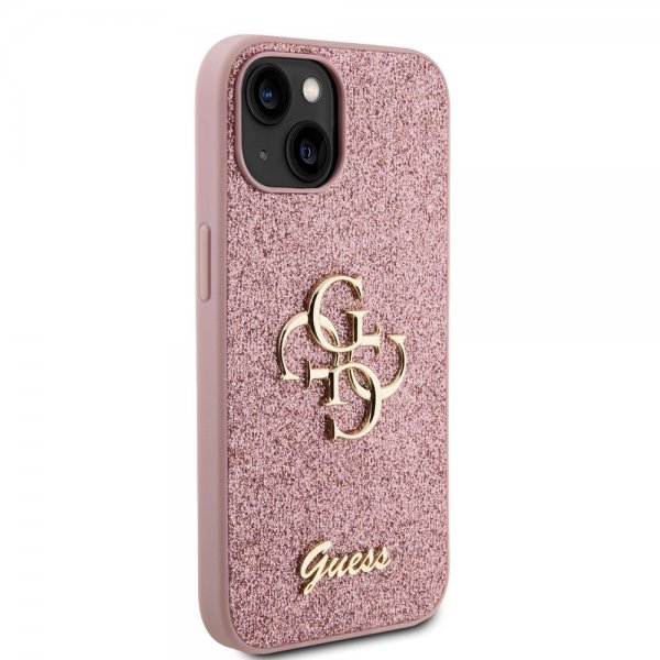 Guess iPhone 15 Skal Fixed Glitter Rosa