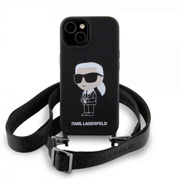 Karl Lagerfeld iPhone 15 Skal Ikonik Crossbody Svart