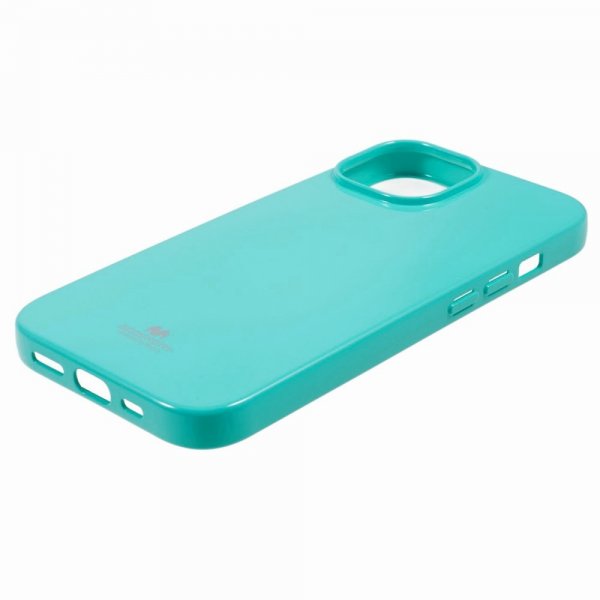 Mercury iPhone 15 Skal Jelly Glitter Cyan