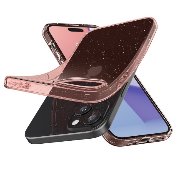 Spigen iPhone 15 Skal Liquid Crystal Glitter Rose Quartz