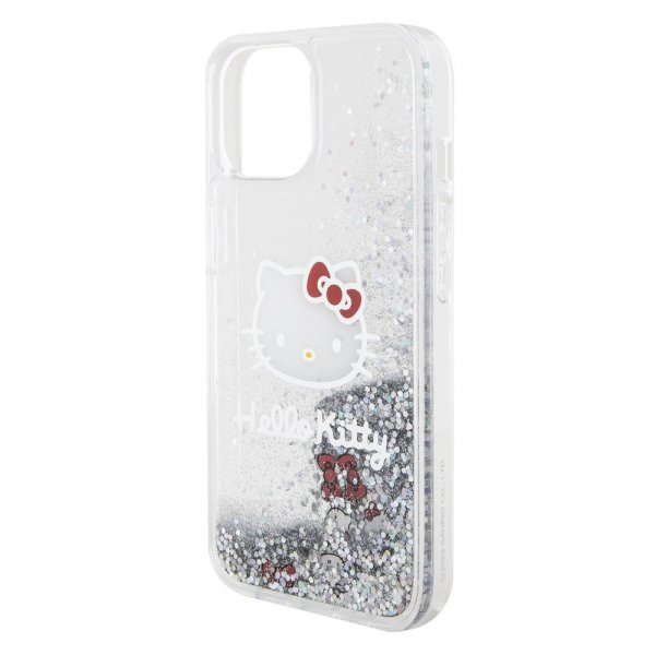 Hello Kitty iPhone 15 Skal Liquid Glitter Translucent