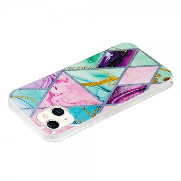 iPhone 15 Skal Marmormönster Grön Lila