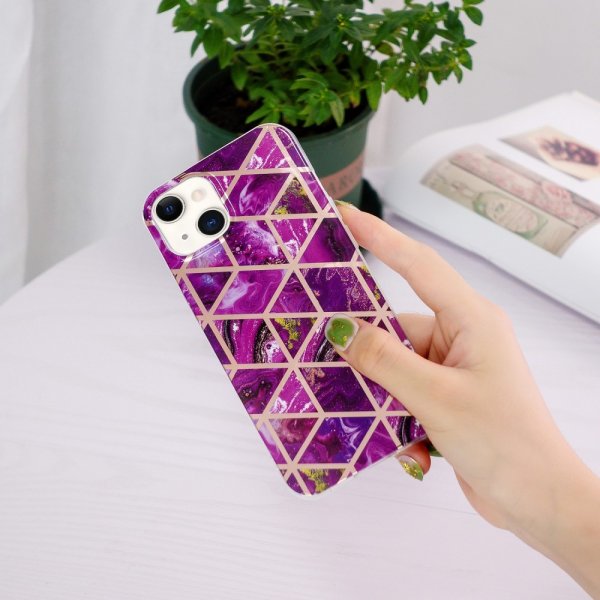 iPhone 15 Skal Marmormönster Lila