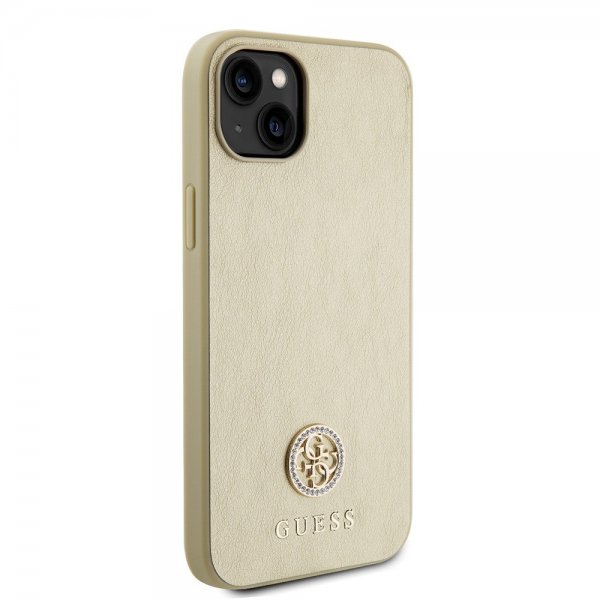 Guess iPhone 15 Skal Metal Logo Strass Guld