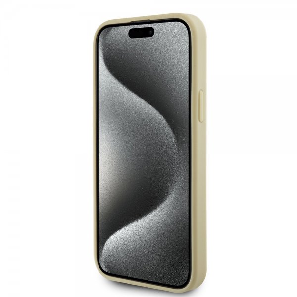 Guess iPhone 15 Skal Metal Logo Strass Guld