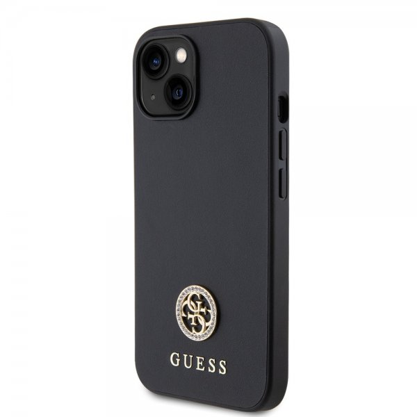 Guess iPhone 15 Skal Metal Logo Strass Svart