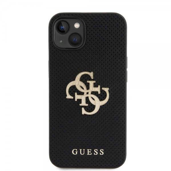 Guess iPhone 15 Skal Perforated Glitter Svart
