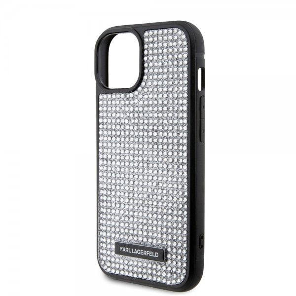Karl Lagerfeld iPhone 15 Skal Rhinestone Silver