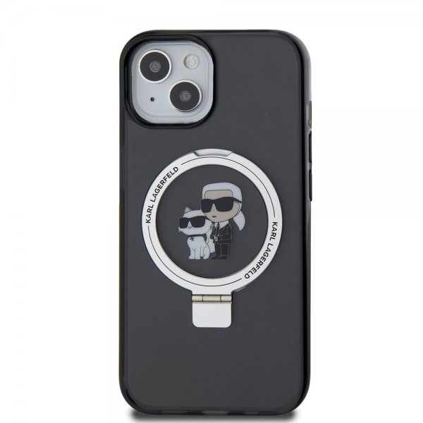Karl Lagerfeld iPhone 15 Skal Ring Stand MagSafe Svart