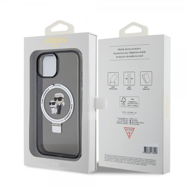 Karl Lagerfeld iPhone 15 Skal Ring Stand MagSafe Svart