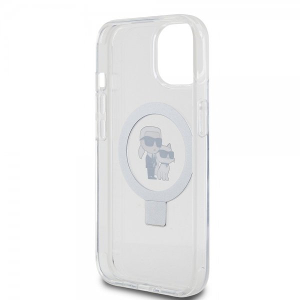 Karl Lagerfeld iPhone 15 Skal Ring Stand MagSafe Vit