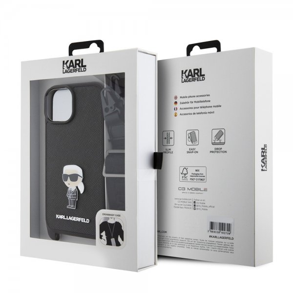 Karl Lagerfeld iPhone 15 Skal Saffiano Crossbody Svart