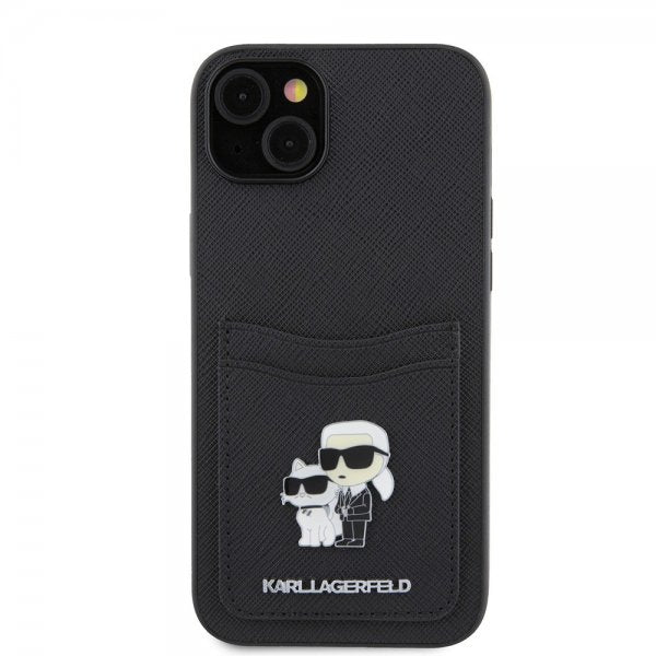 Karl Lagerfeld iPhone 15 Skal Saffiano Double Cardslot Svart