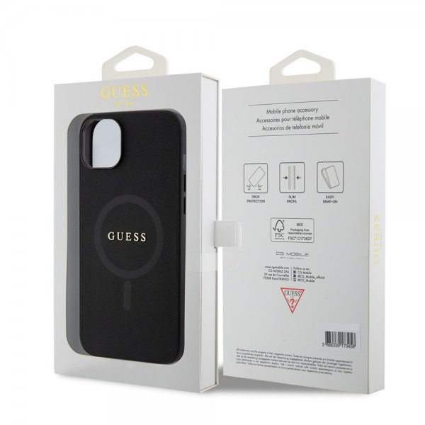 Guess iPhone 15 Skal Saffiano MagSafe Svart