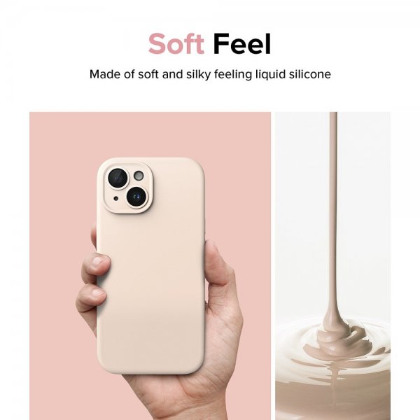 Ringke iPhone 15 Skal Silicone Magnetic Pink Sand