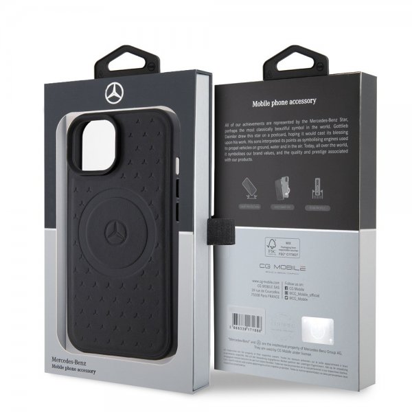 Mercedes Benz iPhone 15 Skal Star Pattern MagSafe Svart
