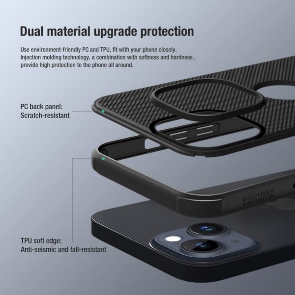 Nillkin iPhone 15 Skal Super Frosted Shield Pro Logo Hole Blå